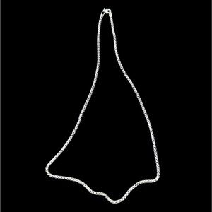 STERLING SILVER RHODIUM PLATED HALF ROUND BOX CHAIN 40 GAUGE LARGE 20” NECKLACE